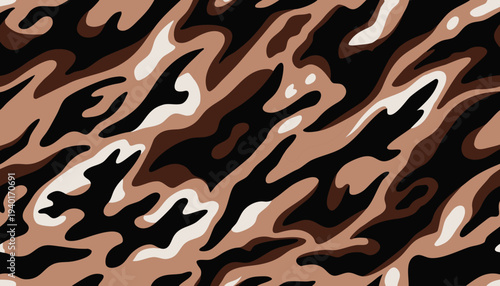 African wild dog fur design, natural patchwork coat pattern, vector illustration