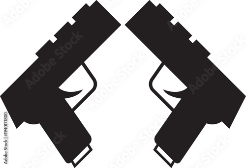 double pistols gun silhouette icon