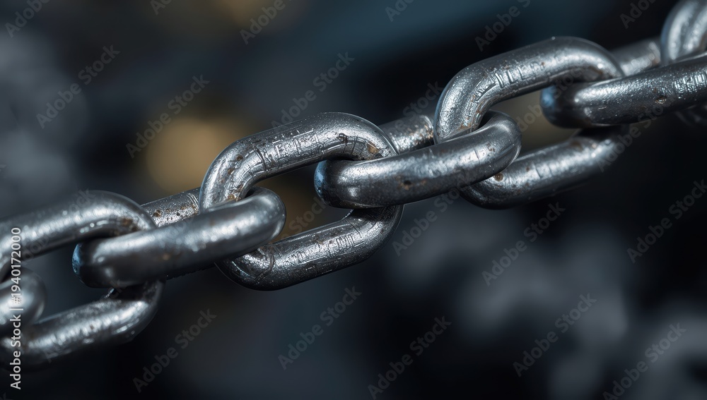Fototapeta premium Multiple links of a taut chain