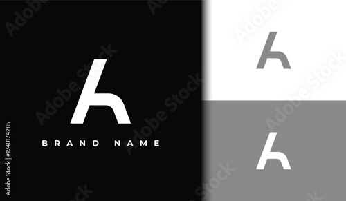 Modern geometric letter AH logo design, initial monogram A and H symbol for branding, minimalist black and white vector icon