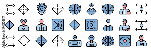 Agent task routing and decision tree icon set – Suitable for software interface design, workflow visualization, or tech documentation.