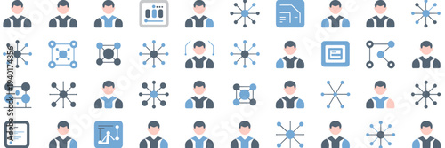 Virtual agent and system architecture icon collection – Suitable for simulation software, IT infrastructure, or technical design.