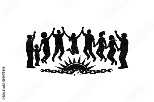 “Festive Music and Dance Celebration Black Silhouette Vector” 