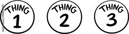 Thing One Two Three Circle Badge Icon Set