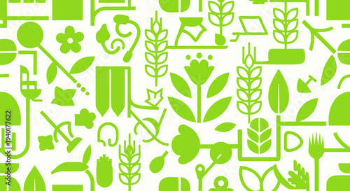 Green Agriculture Icons Pattern - Farming and Ecology Concepts