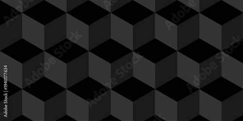 Minimal abstract black geometric cube creative concept triangle overlap square technology background. digital cubes fabric and wallpaper grid block texture background.