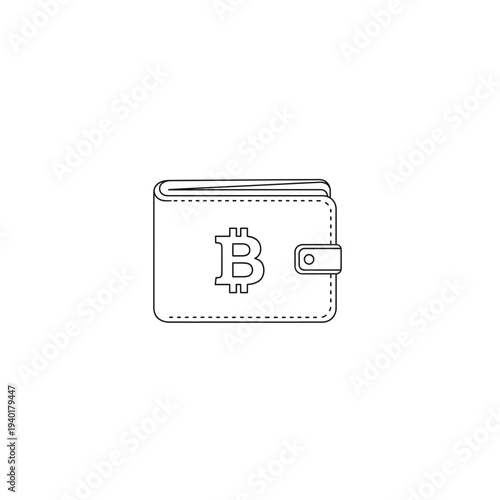 A simple line drawing of a bitcoin wallet with a bitcoin logo on it