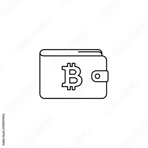 A simple line drawing of a wallet with a bitcoin symbol on it