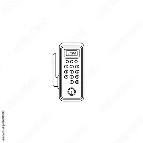 A black and white line drawing of a cordless phone with keypad