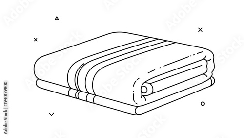Simple line drawing of a stack of neatly folded fluffy towels, ideal for spa, bathroom, or hospitality themes.