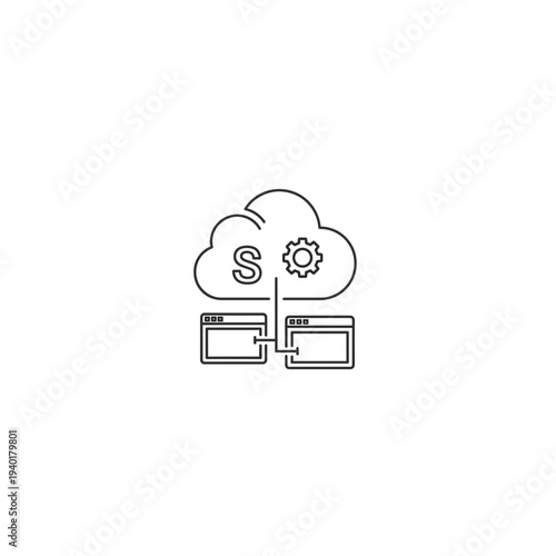 A simple line drawing of a cloud syncing data between two computers