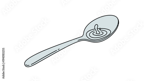 Shiny metallic spoon with a single droplet of liquid hitting the center and creating beautiful concentric ripple waves.