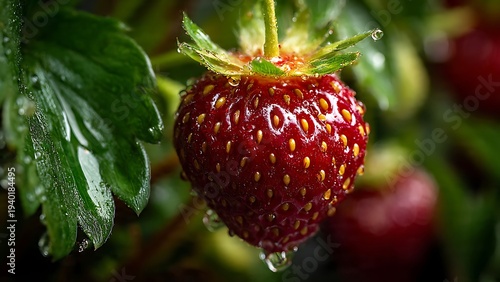 Sweet strawberries ripening naturally in a small backyard garden.