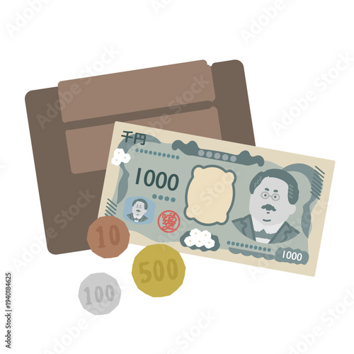 財布とお金　イラスト
