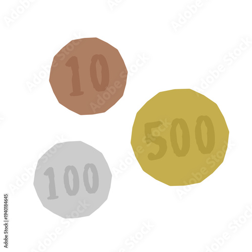 10円玉　100円玉　500円玉　イラスト