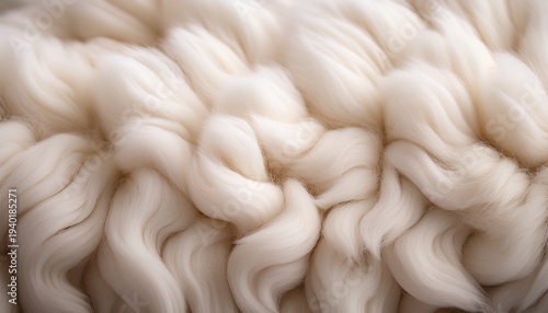 Close Up Of Creamy White Sheep Wool Fleece Texture