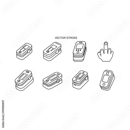 Collection of various vector car ignition switch icons in different views and angles