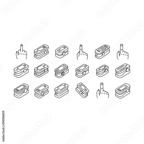 A set of various electrical connectors and plugs in a detailed line drawing style