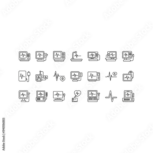 Collection of various black icons on a pure for design