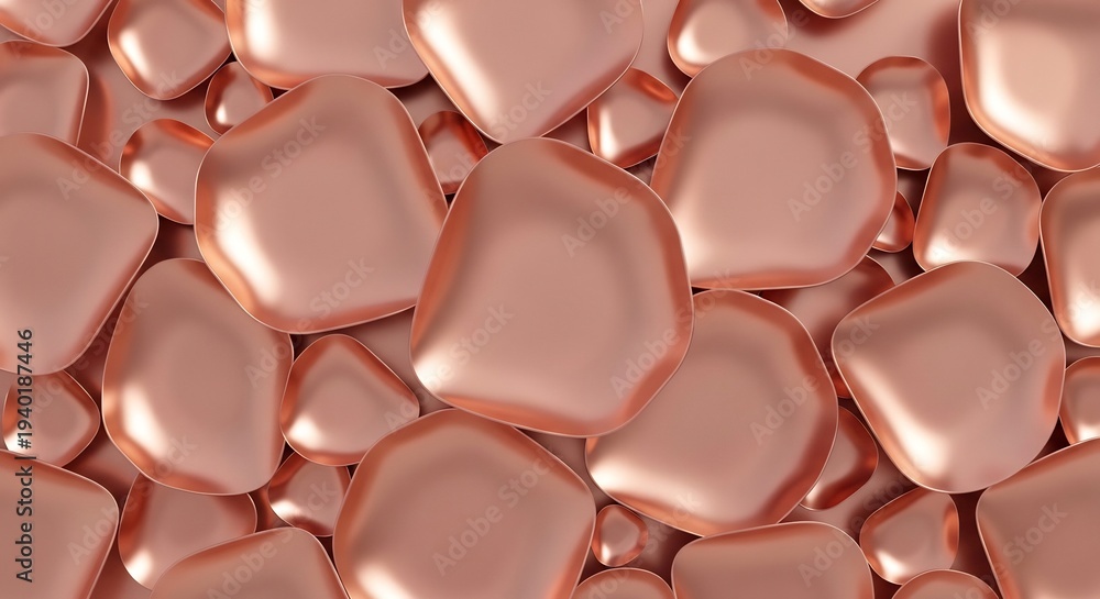 Fototapeta premium Close-up Macro Shot of Polished Rose Gold Nuggets Texture Background.