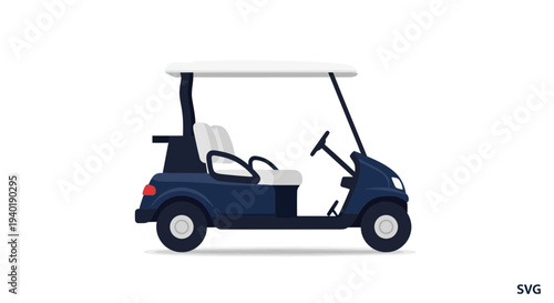 Modern Electric Golf Cart, Blue and White, Isolated on White Background
