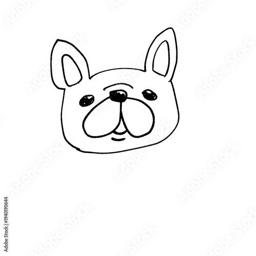 正面を向いたフレンチブルドッグのイラスト