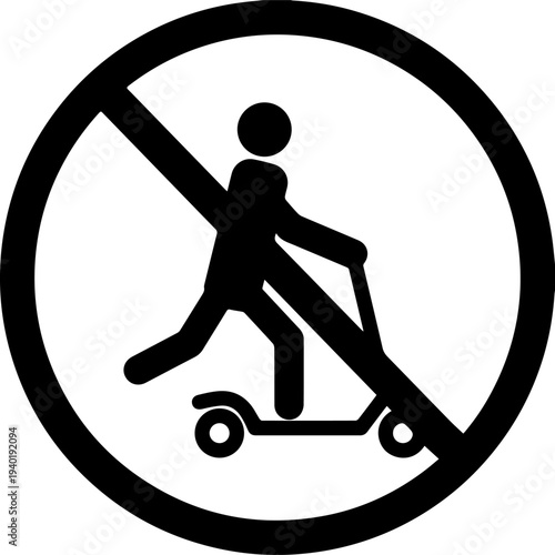 No Electric Scooter Prohibited Sign Icon Isolated on White Background