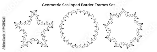 Geometric scalloped border frames for modern design projects.