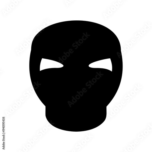Abstract Black Mask Depicting Anonymity, Mystery, and Hidden Identity on White Background