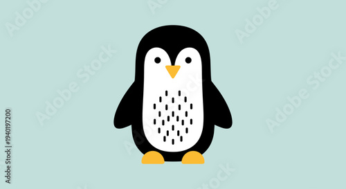Cartoon Penguin Illustration on Light Background.