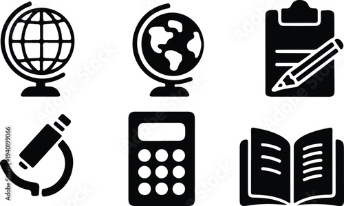 hand drawn science education black icon set vector illustration 