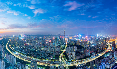 Foto High-rise blue-toned urban landscape in Futian District, Shenzhen, China