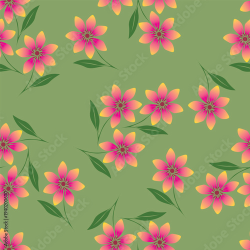 Cute seamless pattern with decorative flowers and leaves can be used for wallpapers, surface textures, textile,linen, kids cloth, pattern fills, page backgrounds and more designs