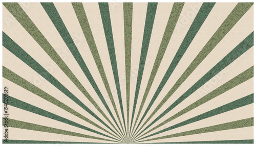 Retro Green and Cream Sunburst Background with Texture
