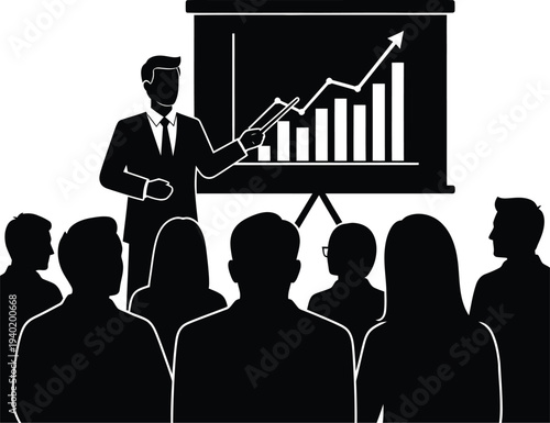 Minimalist business presentation with audience and chart Vector