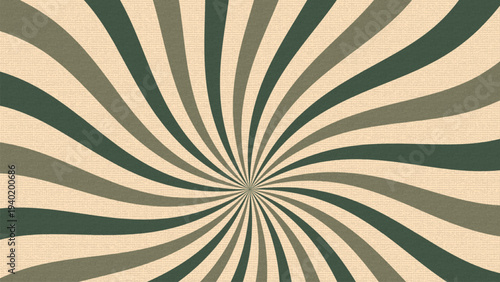 Retro Spiral Sunburst Background with Canvas Texture