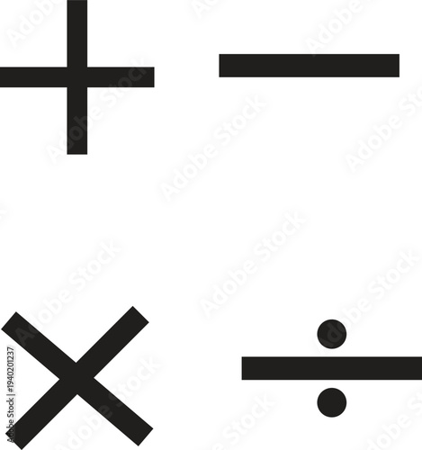 Set of 4 basic math symbols vector