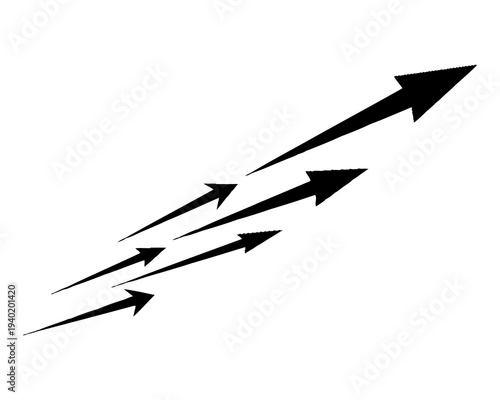 Multiple black arrows pointing upwards in a staggered formation