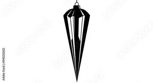 Black metal hanging lantern with geometric design on white background