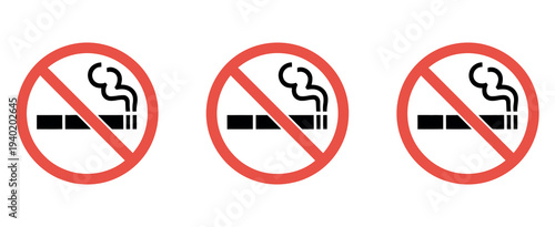 No Smoking Sign Symbol Vector with Red Prohibition Circle and Cigarette Icon for Safety Alert, Public Area and Policy Mark