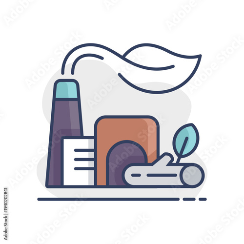 Biomass energy plant outline vector icon