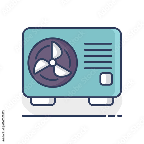 Air source heat pump outline vector icon