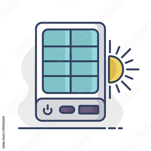 Portable solar power bank outline vector icon