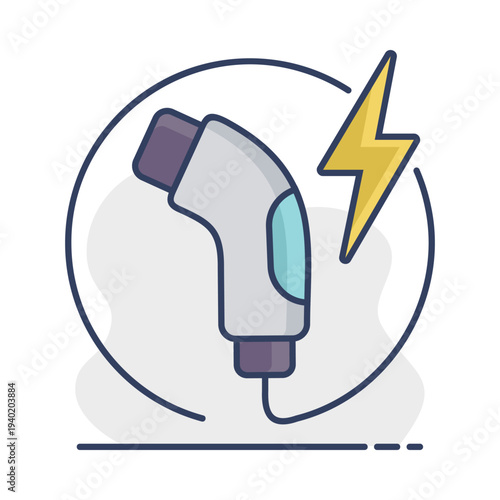 Electric vehicle charging nozzle outline vector icon
