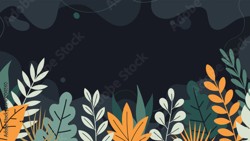 Elegant tropical leaves background with a mix of dark and muted tones, creating a sophisticated and natural feel.