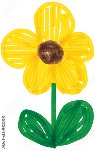 Highlighter pen drawing of flowers