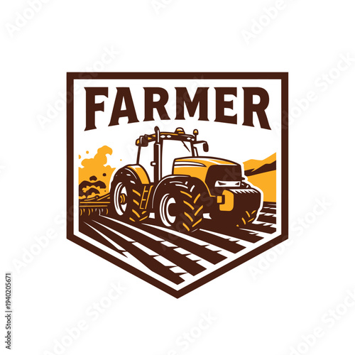 Farmers Tractor in Field - Agricultural Machinery and Farming Concept.