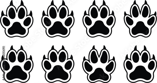 Vector illustration of animal paw prints arranged in a grid pattern for creative design purposes