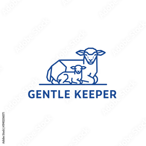 Gentle Keeper Logo - Sheep and Lamb Illustration Depicting Care and Protection.