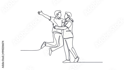 Two men embracing in a joyful moment of connection and friendship.